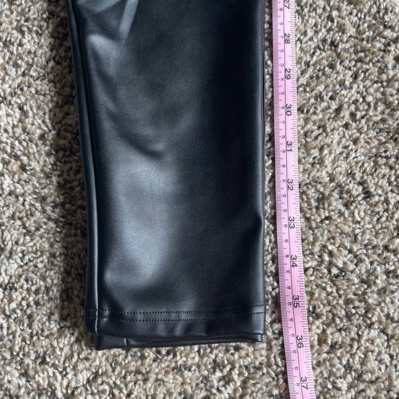 Black Faux Leather PU Women’s High Waist Leggings Cuffed Pants SMALL NWOT - Picture 8 of 10